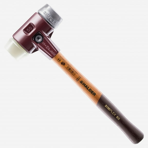 Halder Simplex Mallet with Nylon and Aluminum Inserts / Cast Iron Housing and Wood Handle, 2.36" / 61.02 oz.