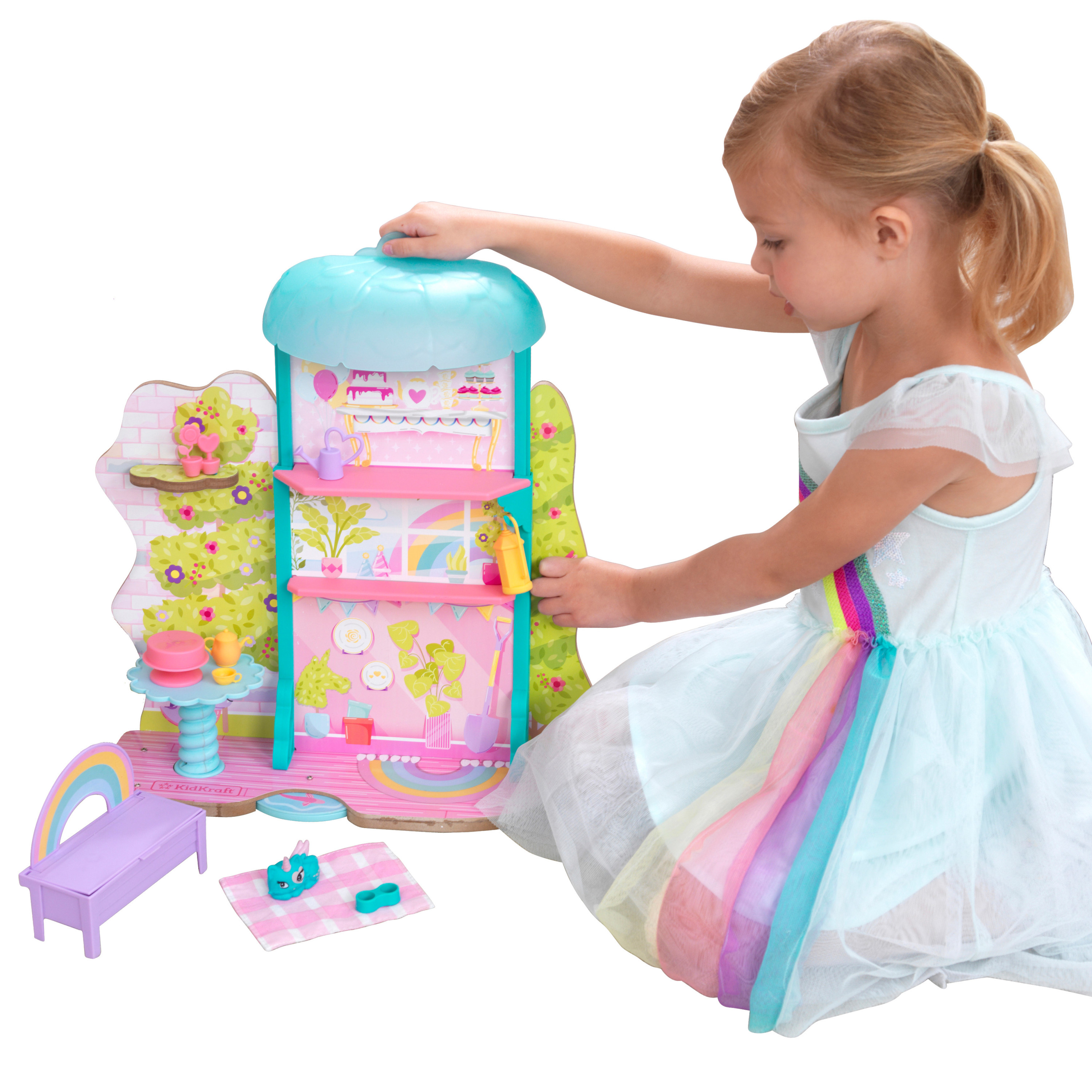 KidKraft Rainbow Dreamers Wooden Treetop Tea Time Gazebo Play Set with 10 Accessories - image 3 of 7