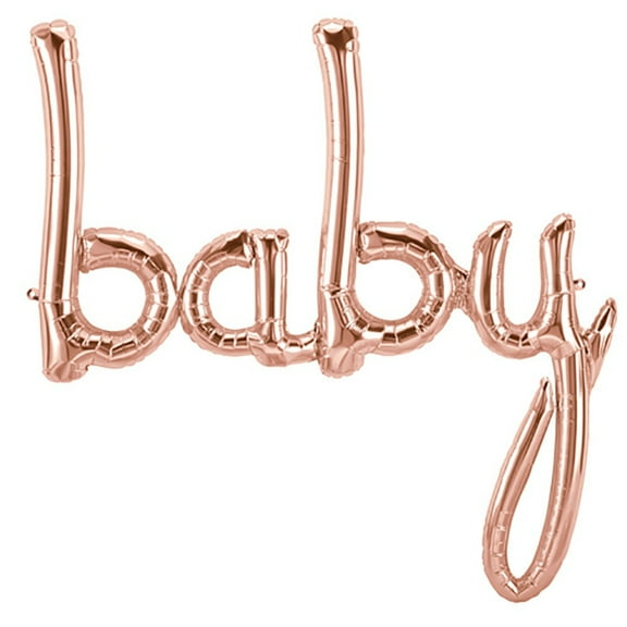 46 inch Baby Script - Rose Gold (Air-Fill Only) Foil Mylar Balloon - Party Supplies Decorations