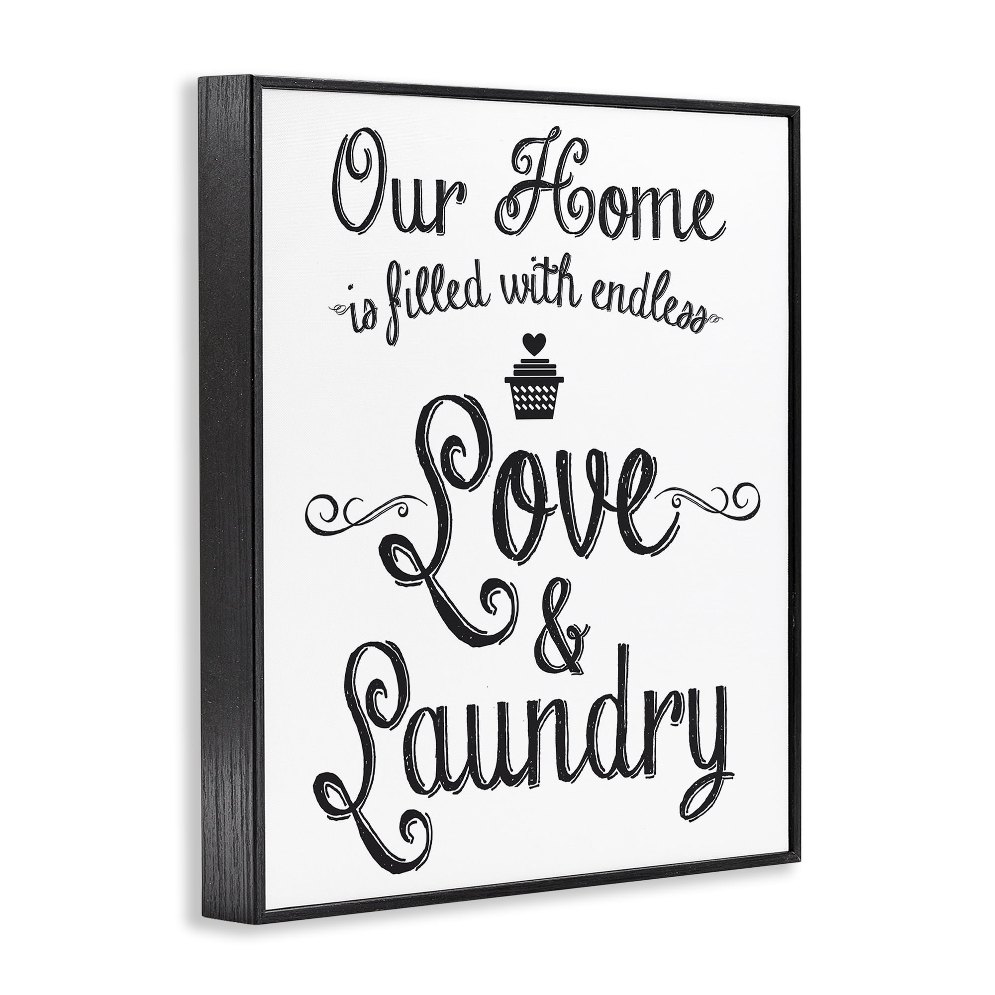 Stupell Industries Endless Love & Laundry Typography Painting Black Framed Art Print Wall Art, 24 x 30