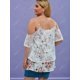 thumbnail image 3 of Talla grande hombro frío bordado de encaje superpuesto blusa floral Rosegal  Blusas Tallas Grandes, 3 of 5