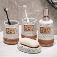 thumbnail image 4 of Qeeadeea/Bathroom Accessories Set, Accesorios Para Baño, 4 Pcs/Ceramic Gift Contain Toothbrush Cup, Soap Dispenser, Soap Dish-grey-4 set, 4 of 6