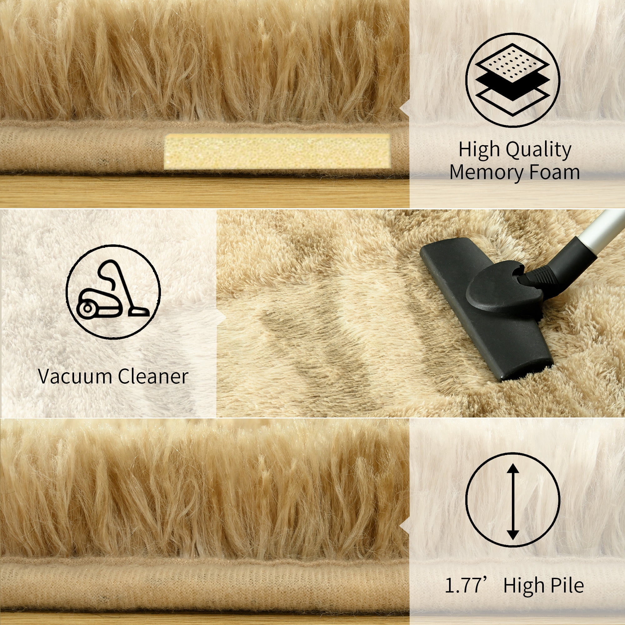 Arogan 6x9 Feet Area Rugs for Living Room Bedroom, Beige Soft Fluffy Shaggy Bedside Carpet, Machine Washable Indoor Floor Rug for Kids Home Decor Aesthetic