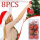 thumbnail image 5 of Juego de ocho piezas Diseños: Un juego de ocho bolas navideñas de diseño único, cada una con un patrón y color diferente, que agrega diversidad a sus decoraciones navideñas., 5 of 6