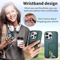 thumbnail image 6 of Dteck Magnetic Detachable Wallet Case for iPhone 16 Pro,Luxury Leather Card Slots Wallet Case Compatible with MagSafe Stand Wristband Design Cover for iPhone 16 Pro,Green, 6 of 7