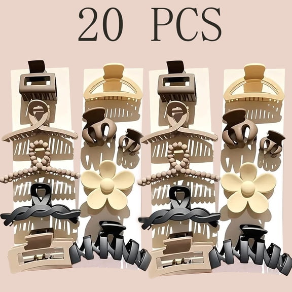 FORICOM 20Pcs Claw Clips for Women, Matte Braided Claw Clips for Thick Hair, Strong Hold Jaw Clips for Hair Styling, Non-Slip Hair Accessories for Girls