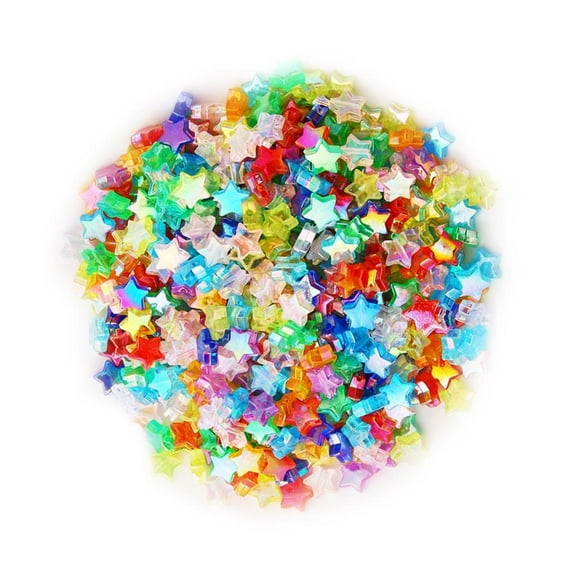 AOOOWER 10Pcs Rainbow Color Acrylic Beads Heart OR Star Spacer Beads For Bracelets Necklace Jewelry Making Keychain Art Craft