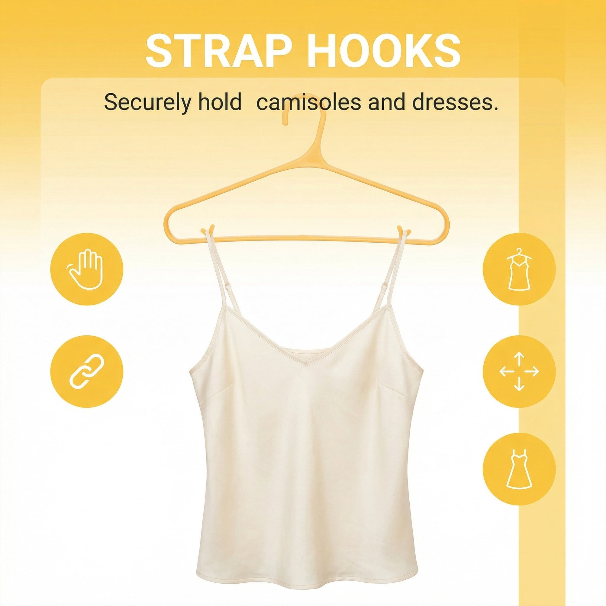 Unique Bargains 10Pcs Plastic Nonslip Hangers With Pinch Clips Yellow