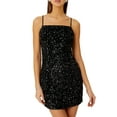 thumbnail image 1 of Liacowi Women's Sexy Glitter Sequin Dress Spaghetti Straps Square Neck Bodycon Mini Dresses Short Sparkle Club Party Dress, 1 of 9
