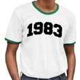 thumbnail image 2 of 1983 College Style Ringer Tee Shirt Unisex Small White/Kelly Green, 2 of 5
