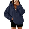 thumbnail image 2 of Zip Up Hoodie Women Long Sleeve Full Zipper Oversized Sweatshirt Comfy Travel Track Jacket Fall Clothes with Pockets, L, 2 of 6