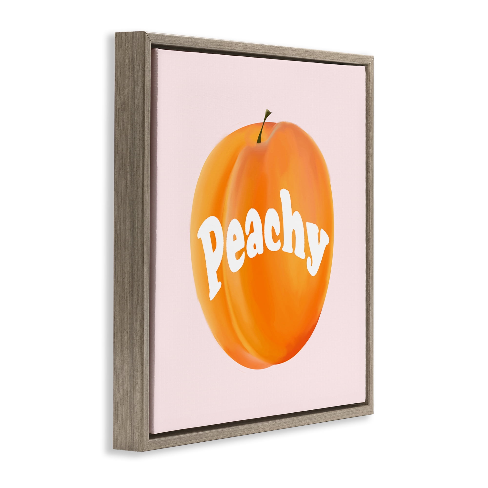Stupell Industries Peachy Fruit Typography Food & Beverage Painting Brown Floater Framed Canvas Art Print Wall Art, 18 x 18