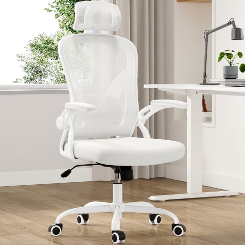 Silla de oficina ergonómica, silla de escritorio de oficina en casa con reposacabezas, silla de computadora de espalda alta con reposabrazos