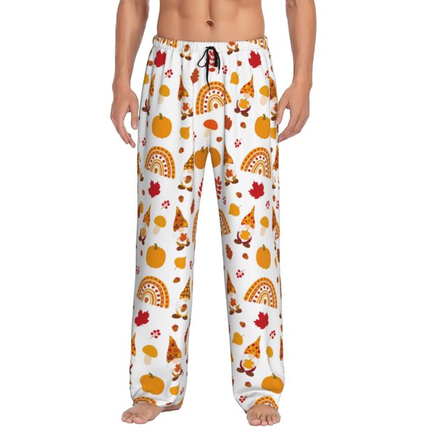 Balery Fall Gnomes Harvest Pantalones de pijama para hombre, pijama ultraligero, pantalón de descanso-Large