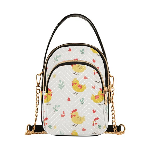 joogoo Women Cute Chickens and Floral Chain Crossbody Bags Shoulder Handbag Phone Purse