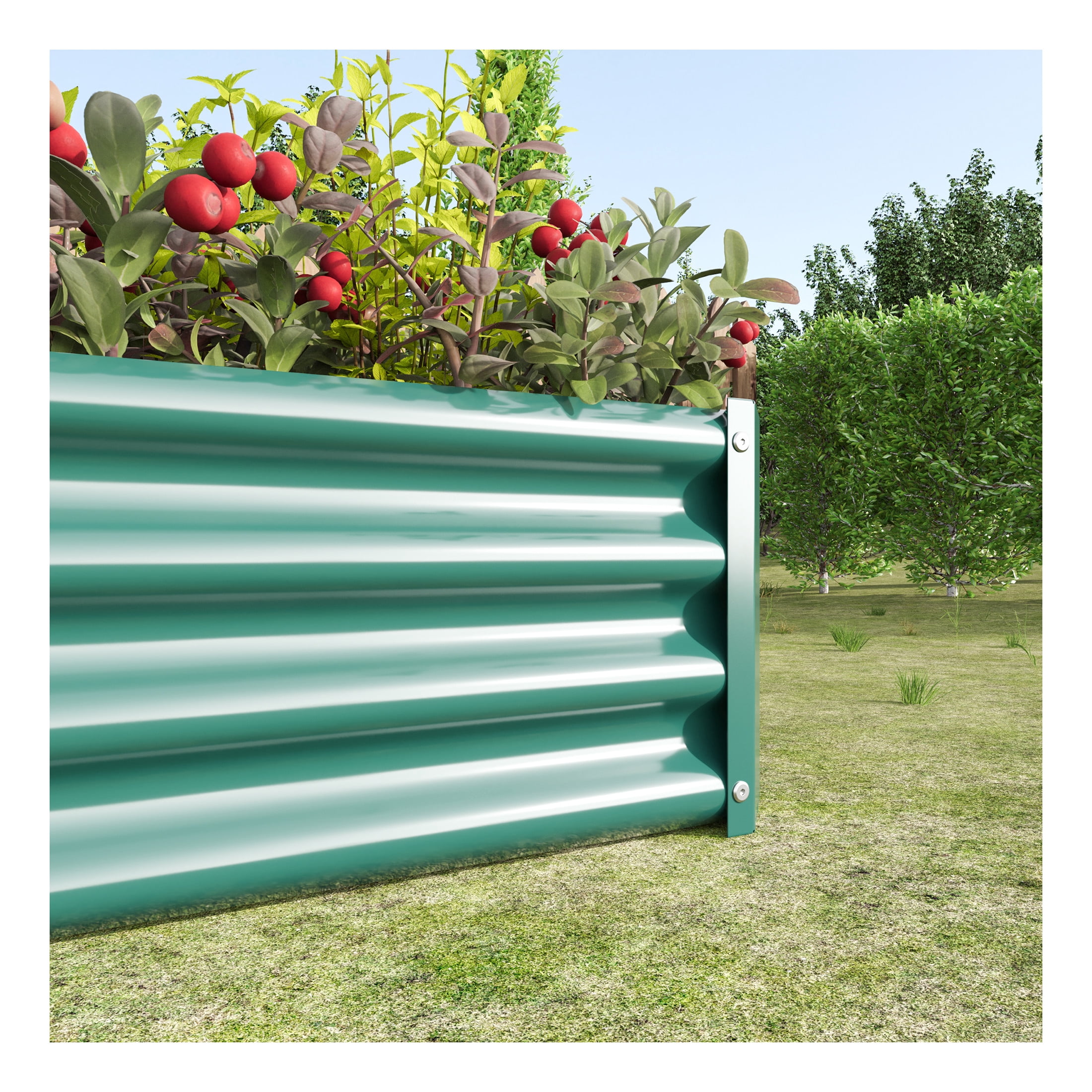 Elio Outdoor Metal 4×2×x1ft Raised Garden Bed, 4FT Planter Box, Rust-Resistant, Open Bottom, Sturdy Design for Vegetables, Flowers, Herbs, Silver