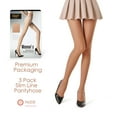 thumbnail image 3 of G&Y Women's Sheer Tights - 20D Control Top Pantyhose with Reinforced Toes, 3 Pairs, Natural, S, 3 of 6