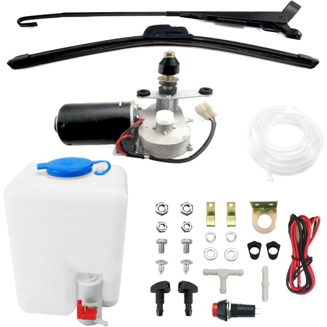 Washer Pump Kit, Electric UTV Windshield Compatible with Can Am Commander, Supports All-Season Cleaning, Noise-Free & Durable Design for Flat Windshields (Complete Kit)