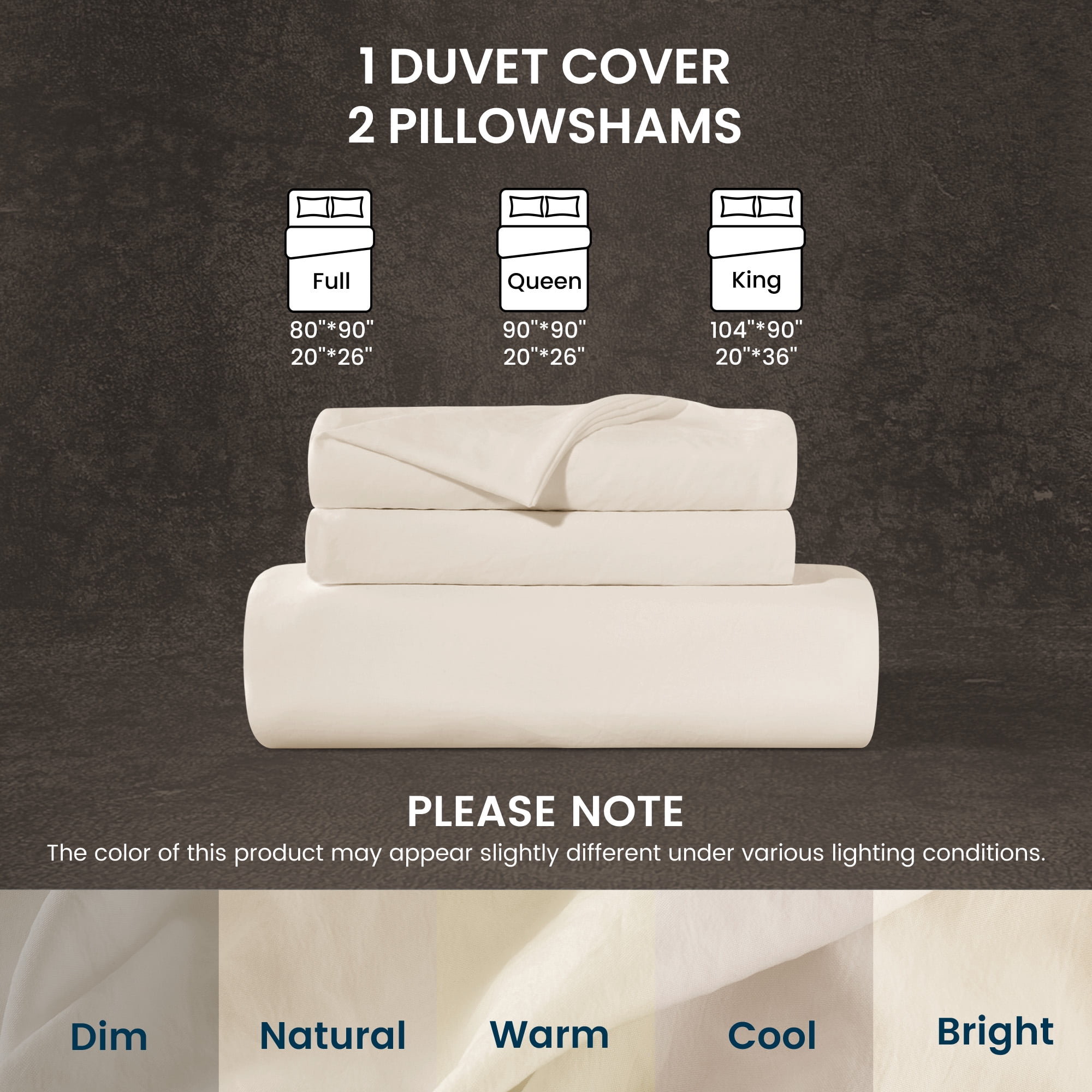 Sleep Zone Duvet Cover King Size, Stone Washed, Soft and Comfortable with Natural Wrinkles, Easy Care, Gift-Wrapped, Safe and Skin-Friendly(Beige, King)