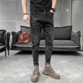 thumbnail image 2 of Pantalones vaqueros ajustados para hombre, pantalones rotos y ajustados, pantalones rotos, pantalones ajustados con agujeros, otoño coreano 2024, tallas XS, 2 of 5
