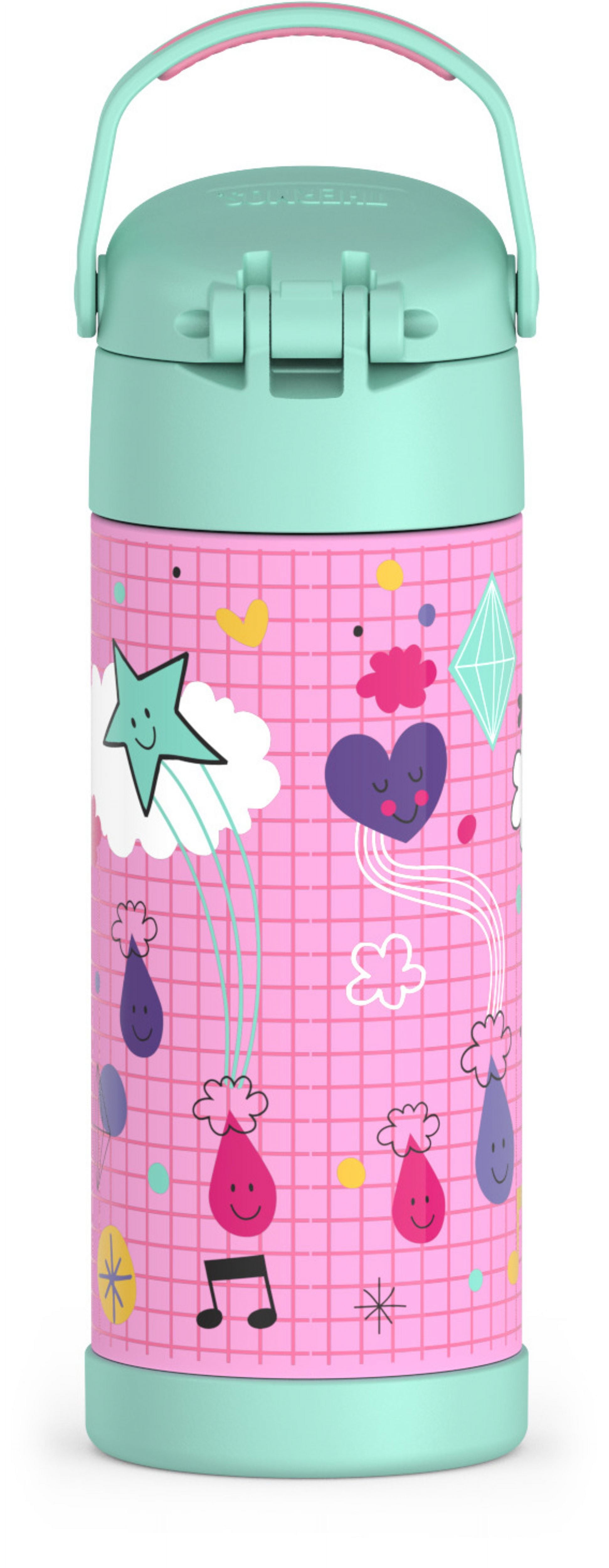 Thermos Kids Stainless Steel Funtainer Bottle with Straw, Dishwasher Safe, Leak Proof, Sketchbook, 14 oz