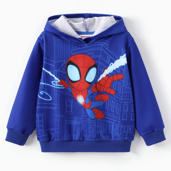 Marvel Spider-Man Boys Hoodies Peter Parker Blue Graphic Pullover Tops Halloween Sweatshirts Toddlers Kids 4-5T