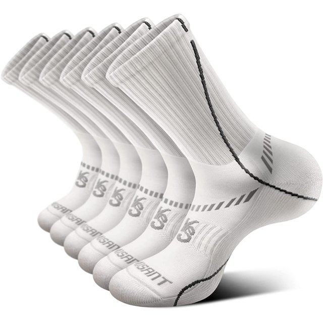 Men Sport Socks 3/6Pairs,AmPm Compression Athletic Socks for Men Sport Running,Fully Cushioned &Arch Support
