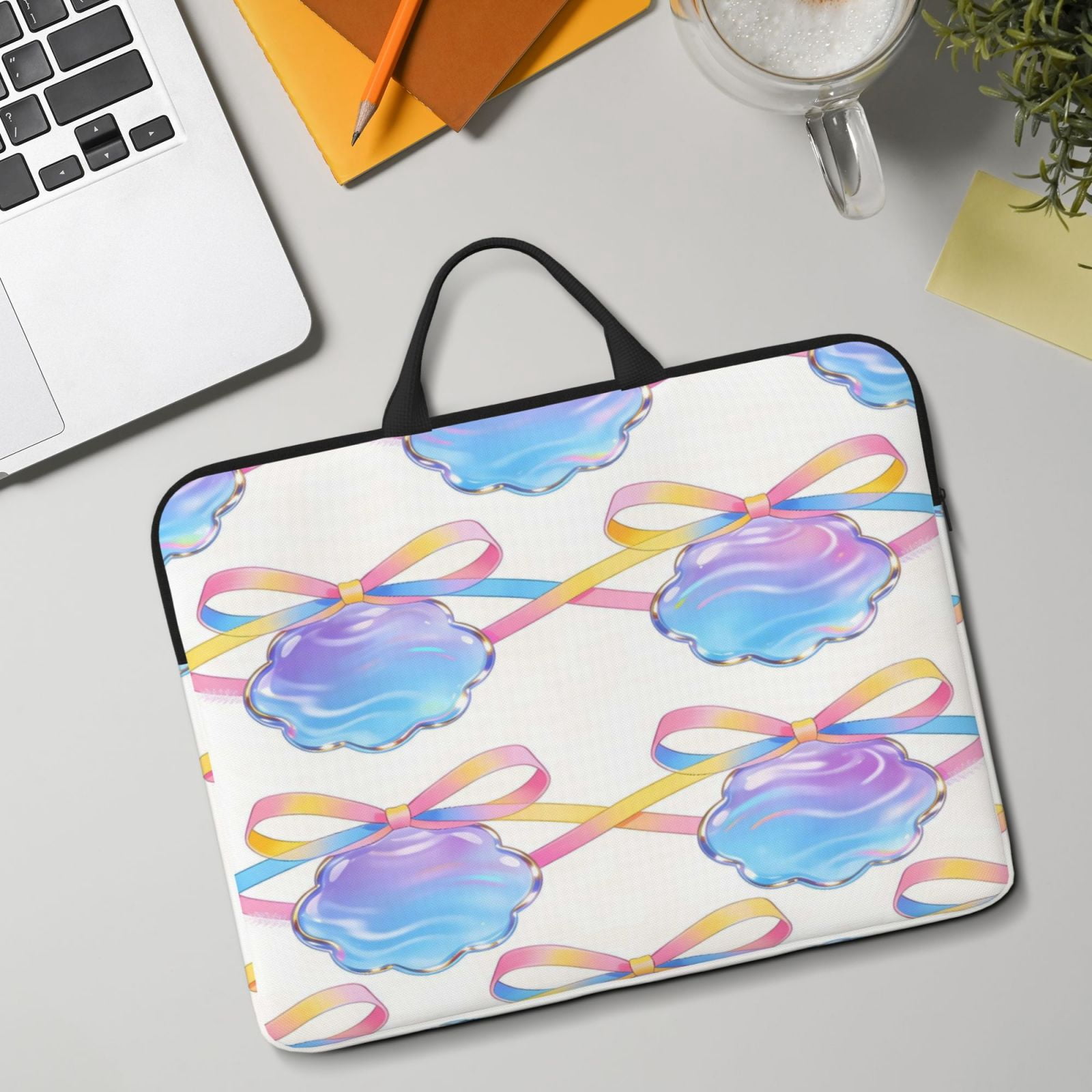 Laptop Sleeve Bag For Women Men 14inch Waterproof Durable Protective Computer Carrying Cover Handle Laptop Case Bag Glowing Bow Shell