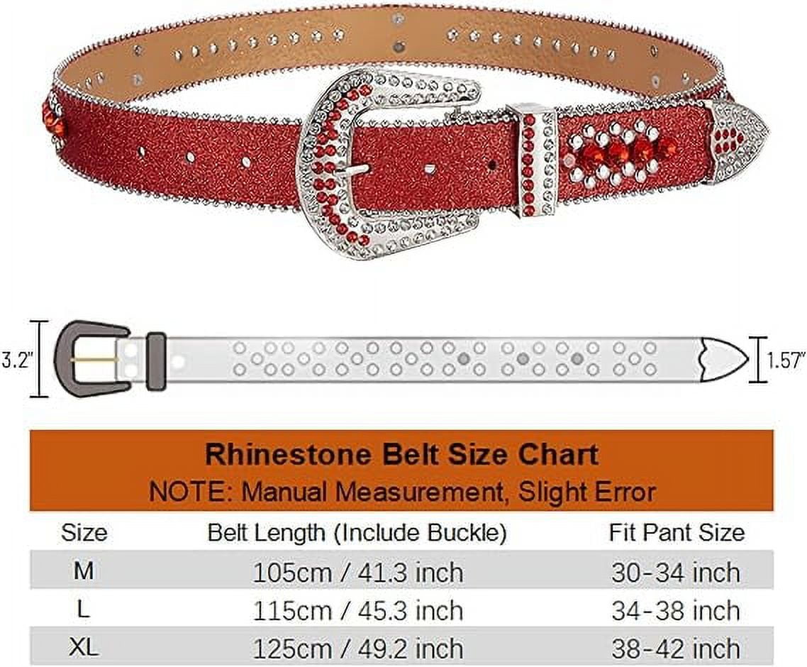 Luxe International Red Studded Belt, Size XS(30-34), Stones Put In By Hand Leather Red Size XS Belts for Women for sale | eBay main image 3