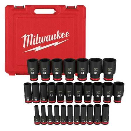 UPC: 0045242582570 | Milwaukee Impact Socket Set 1/2  Drive Metric 6 Point Forged Impact Steel 29-Pc