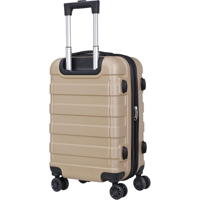 LLLLZASD Hardside Expandable Spinner Luggage Suitcase Lightweight Travel Luggage with Double Spinner Wheels, Carry-On 21 Inch (Champagne)