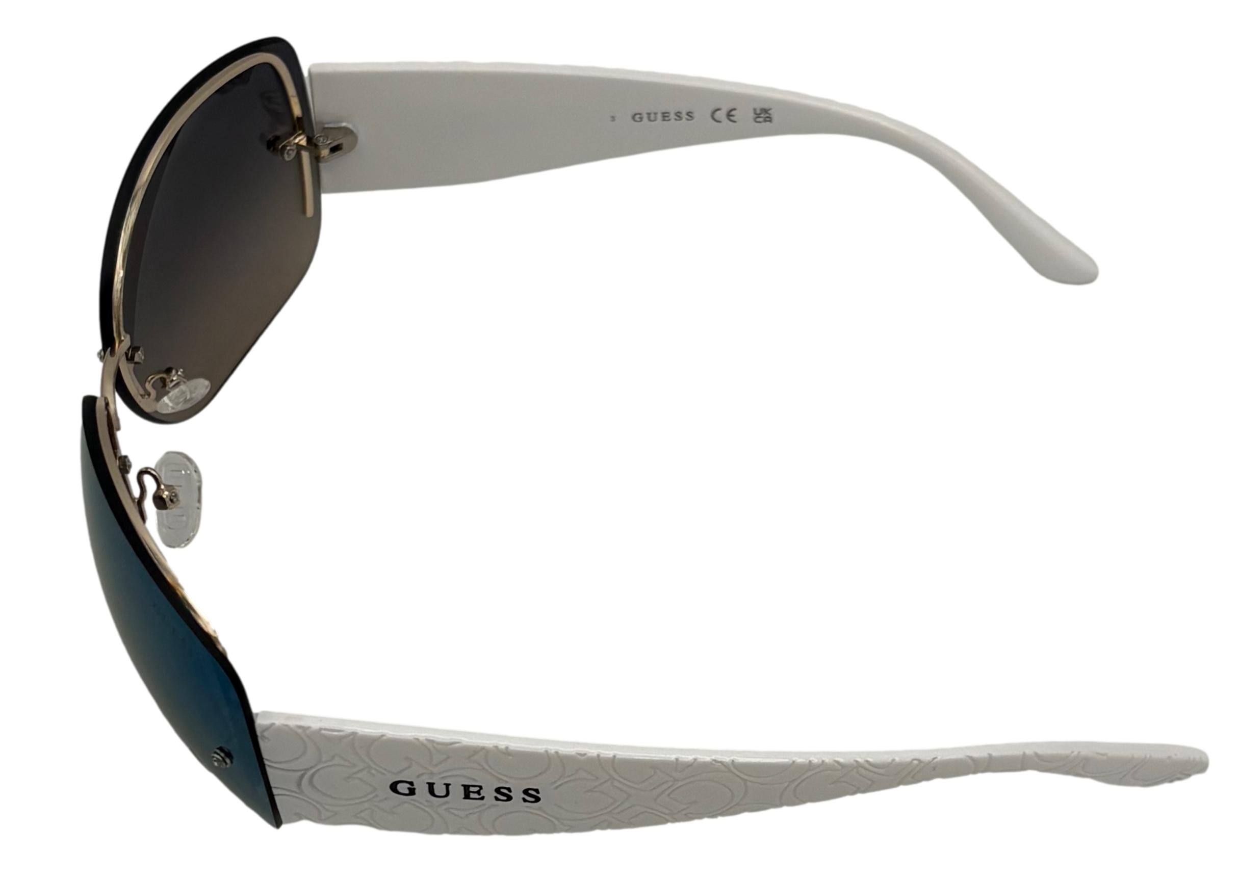 Guess Mens Rectangle Rimless Sunglasses, Smoke Mirror Lens. GO00034. 32X