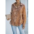 thumbnail image 2 of POGLIP Women's Brown Collared Neck Floral Textured Shirt, 2 of 6