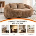 thumbnail image 5 of 59''W Chenille Loveseat Sofa Small Couch Oversized Bean Bag Chair, Modern Lounge Loveseat Sofa with 2 Pillows,Bean Bag Couch Floor Lazy Sofa for Living Room Bedroom Apartment (Brown), 5 of 7