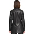thumbnail image 2 of Calvin Klein Womens Faux Leather Blazer Jacket, black, 4, 2 of 2