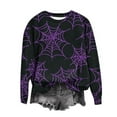 thumbnail image 4 of Sakmal Halloween Sweatshirts Women Pullover Purple Holiday Sweatshirts Soft Cobweb Fall Fashion Tops, 4 of 5