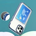thumbnail image 5 of Compatible with iPhone Case,Cute Credit Card Holder Slot Color Edge Frame Border Camera Lens Protective TPU Bumper Clear Wallet Soft Shockproof Cover Phone Case (NBlue,iPhone 12), 5 of 5