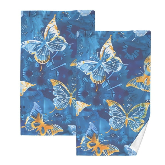 Ryvnso Butterflies Tie Dye Cotton Hand Towels Sets Face Towel 2 PCs Bathroom Decorative