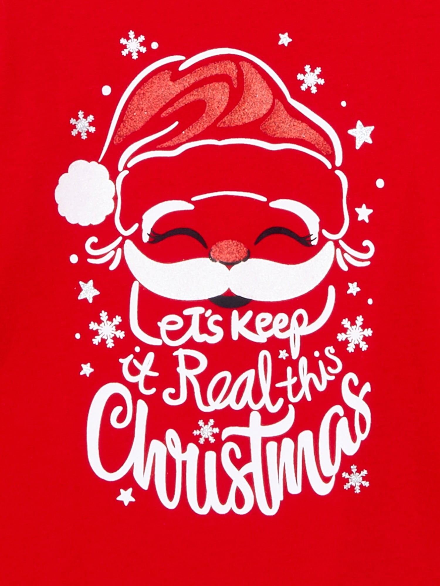 Holiday Time Girls Christmas Santa Long Sleeve T-Shirt, Sizes 4-18
