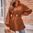 thumbnail image 3 of Chaqueta con botones para mujer camisa de manga farol a la moda cómoda y elegante chaqueta tipo túnica, 3 of 7