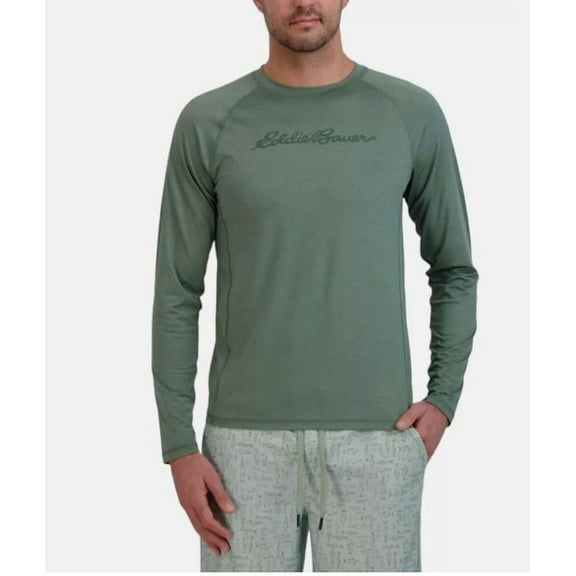 Eddie Bauer Mens Green UPF40 Quick Dry Long Sleeve Rashguard T-Shirt - Medium