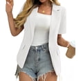thumbnail image 2 of Short Sleeve Women's Casual Blazer Lapel Open Front Work Office Jacket, 2 of 6
