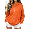 thumbnail image 4 of Zip Up Hoodie Women 2026 Y2K Casual Long Sleeve Oversized Hooded Sweatshirts Fall Winter Comfy Jackets with Pockets Orange XL, 4 of 5