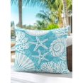 thumbnail image 4 of Outdoor Pillows Waterproof, Teal Starfish Coastal Throw Pillows with Inserts Included, Summer Coral Shell Beach Nautical Indoor Outdoor Decorative Lumbar Pillow for Bed/Couch/Patio 16"x16", 1Pcs, 4 of 8