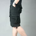 thumbnail image 4 of HOOMEUMY Men's Cotton Cargo Shorts Multi Pockets Breathable Quick Dry Straight Fit Bermuda Shorts Summer Beachwear Black S, 4 of 6