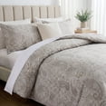 thumbnail image 4 of 100% Cotton Duvet Cover Set Queen Size, Boho Paisley Bedding Set with Zipper Closure & Corner Ties, Soft Breathable Khaki Paisley Floral Duvet Cover for All Seasons, 4 of 7