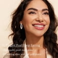 thumbnail image 3 of VEEDOFA Pearl Hoop Earrings for Women, 14K Gold Plated 925 Sterling Silver, 5mm Thick, 20/30mm, 3 of 7