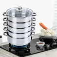 thumbnail image 3 of 5 Tier Steamer Pot  11 inch Stainless Steel Steaming Cookware with Lid and Handle Multi-purpose Steaming Pot, 3 of 10