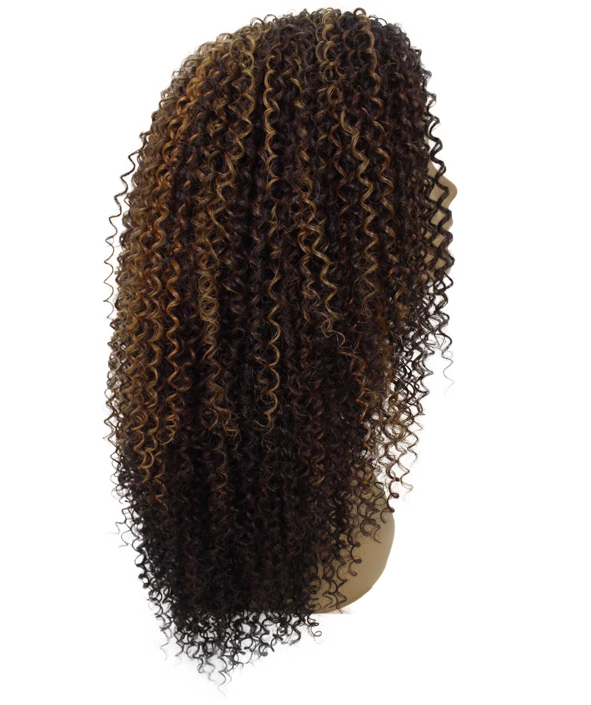 LUXLUXE Serenity Curly Ringlet 22 in Long Lace Front Wig, Heat Resistant Fibers, Medium Brown Color