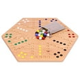 thumbnail image 2 of AmishToyBox.com Wahoo Marble Game Board Set - 20" Wide - Solid Oak Wood - Double-Sided - with Large 18mm Marbles and Dice Included, 2 of 5